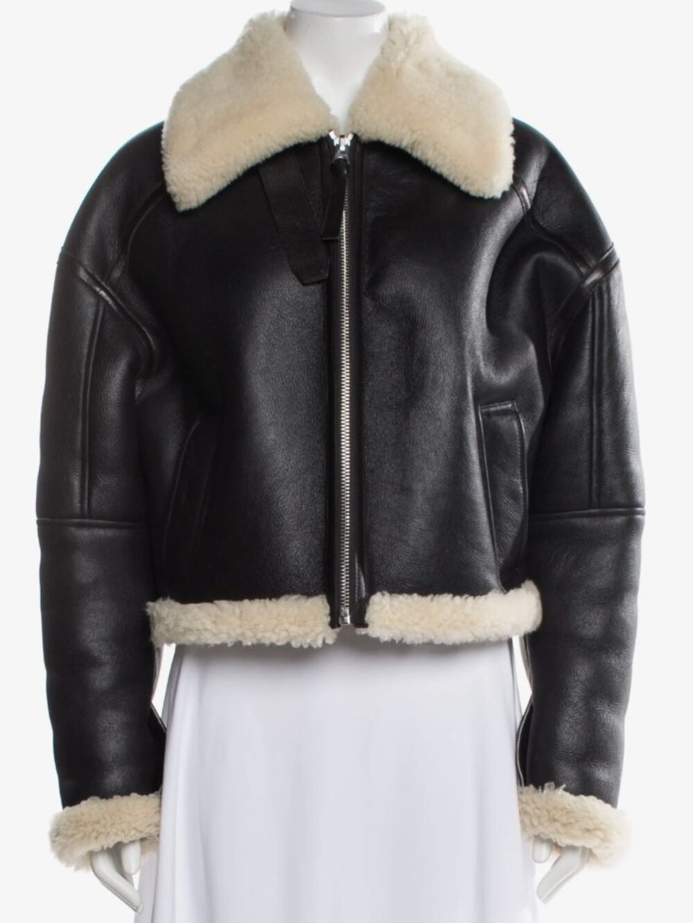 Acne Studios Lete Shearling Leather Jacket Black M